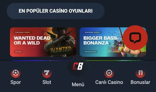 Cenabet mobil sitesinde sağ alttaki yuvarlak canlı destek düğmesi ve alt menü