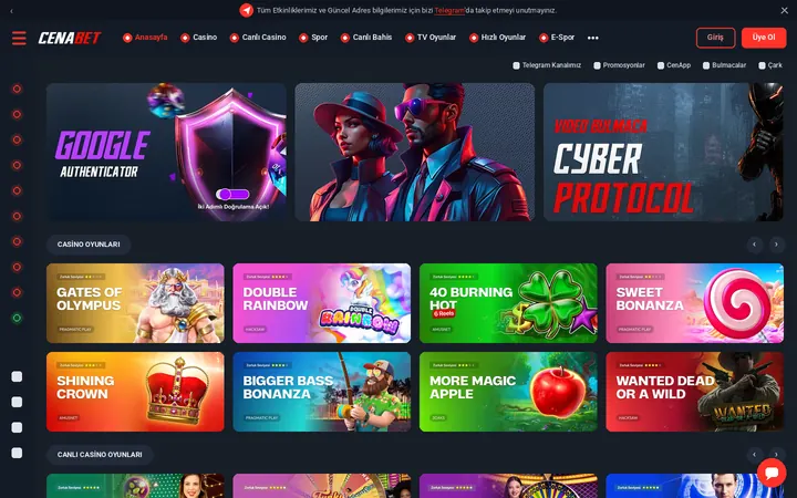 Cenabet Windows uygulama penceresinde açılan ana sayfa