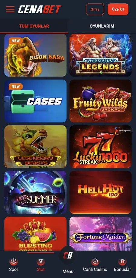 Cenabet iPhone ana ekran simgesinden açılan casino lobisi